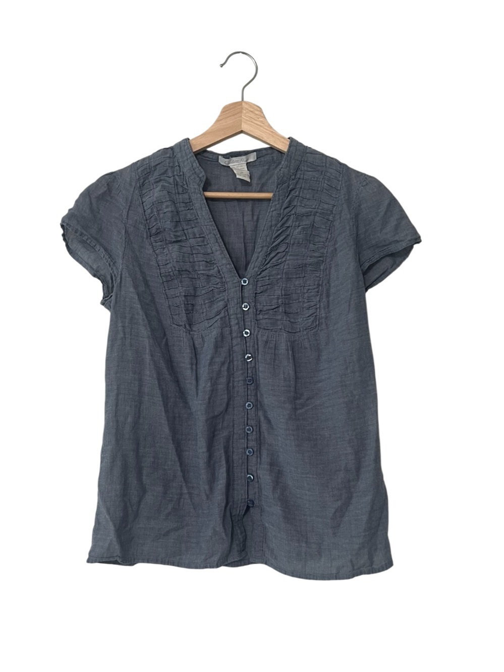 Charlotte Russe Button-Front Pintuck Blouse